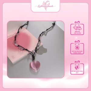 Dây chuyền handmade mặt tim hồng