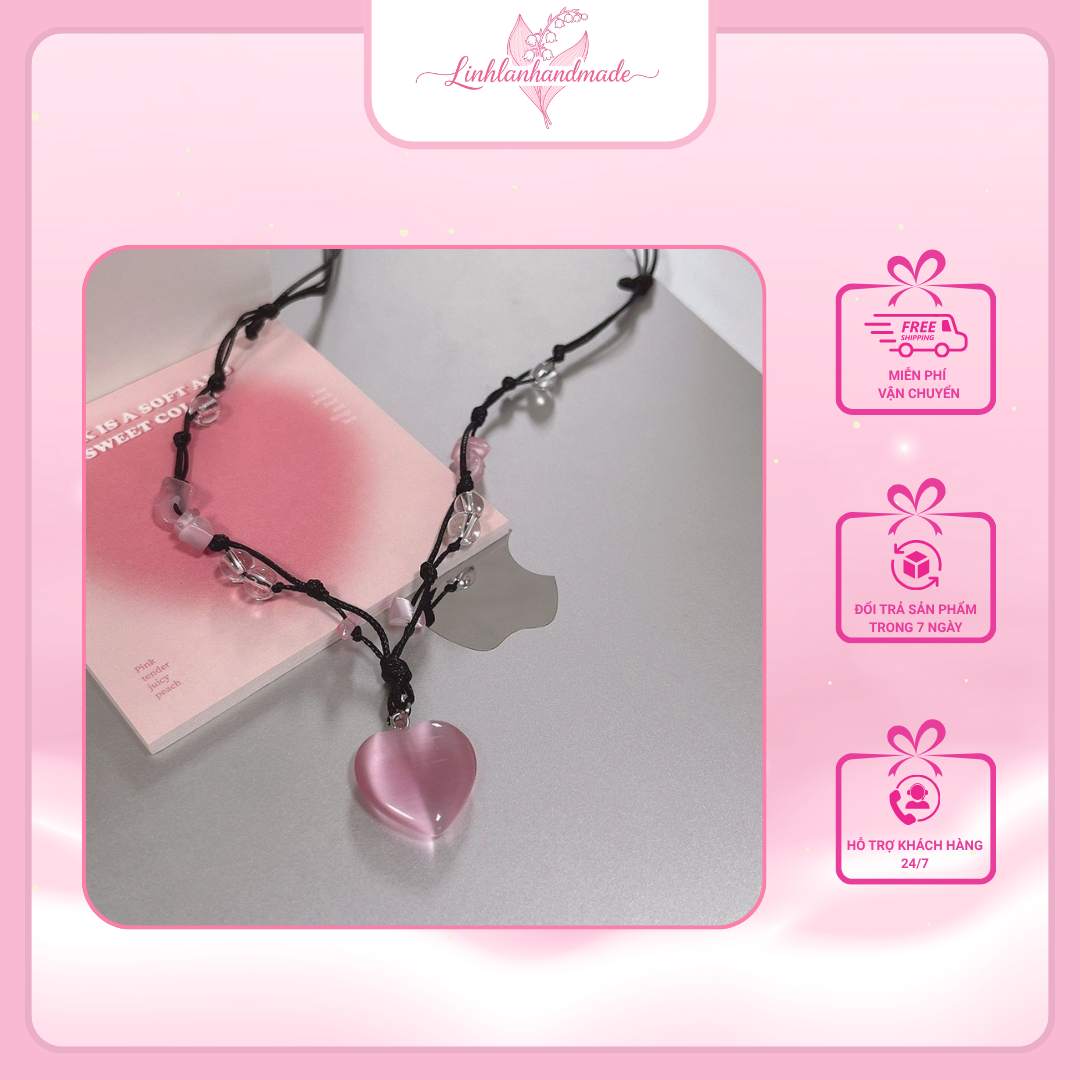 day-chuyen-tim-hong-nhat Dây chuyền handmade mặt tim hồng