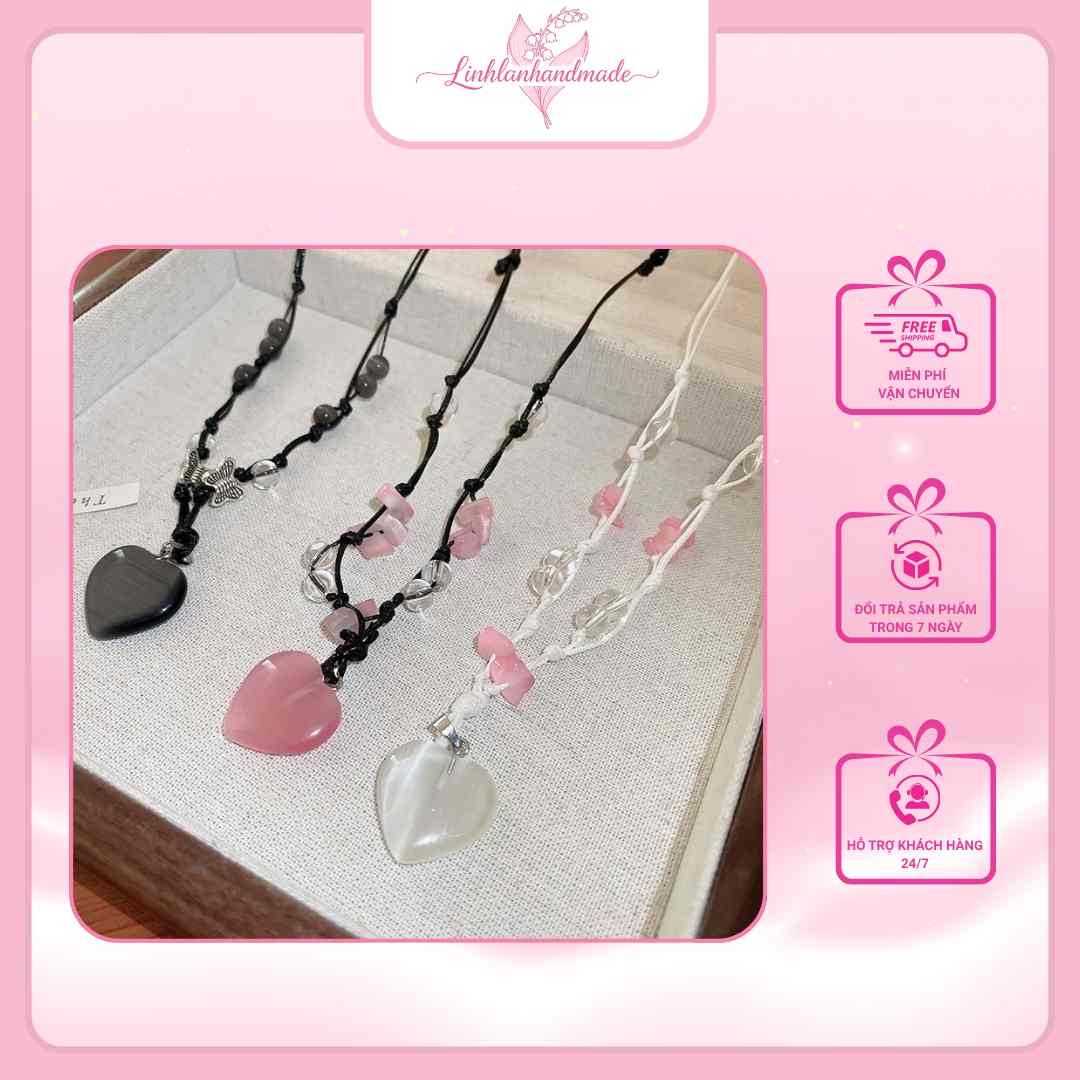 day-chuyen-tim-hong Dây chuyền handmade mặt tim