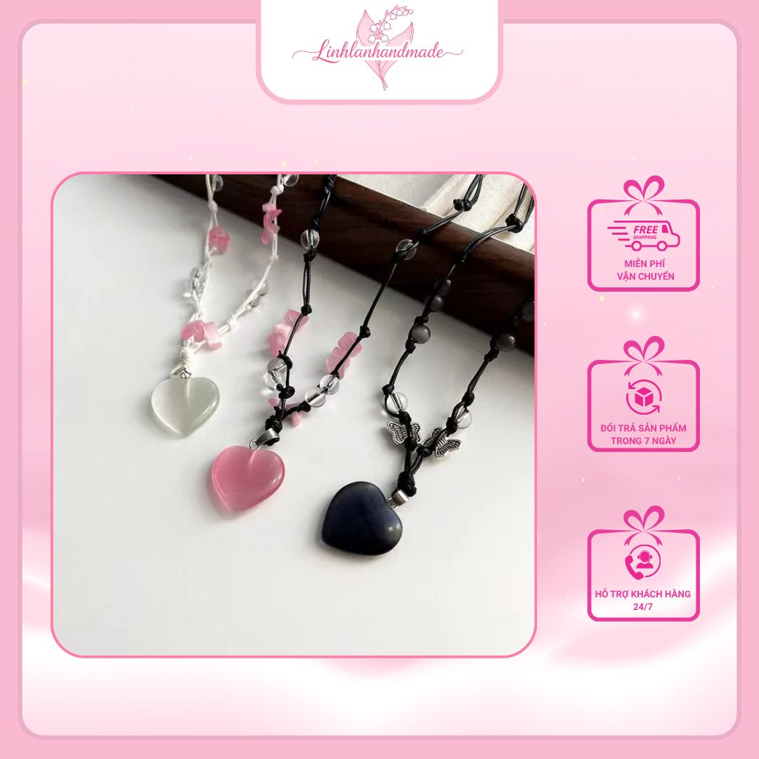 day-chuyen-tim-mau Dây chuyền handmade mặt tim màu