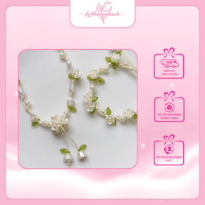 Set vòng tay- dây chuyền hoa linh lan