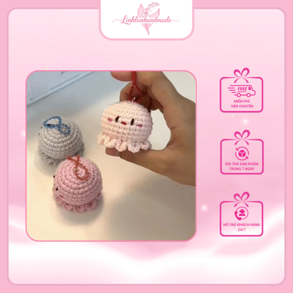 Móc khóa bạch tuộc len