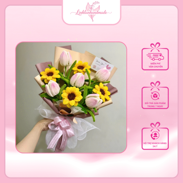 bó hoa hướng dương handmade