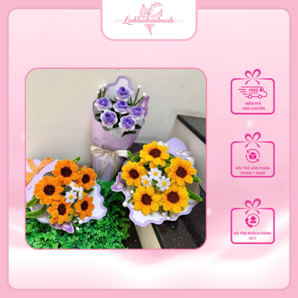 bó hoa hướng dương handmade