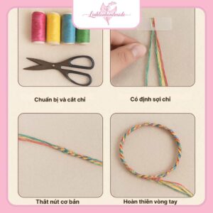 Các bước làm vòng tay handmade bằng chỉ thêu
