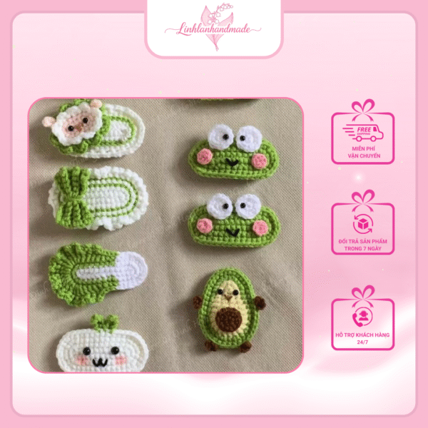 Kẹp tóc handmade đan len