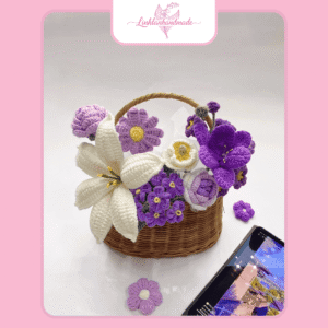 giỏ hoa len handamde