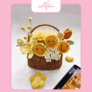 giỏ hoa len handmade