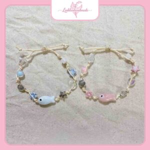 Vòng tay handmade đôi cá gốm